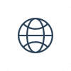 A simple globe icon representing the Earth or global connectivity.