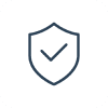 A shield icon with a checkmark symbolizing security and protection.